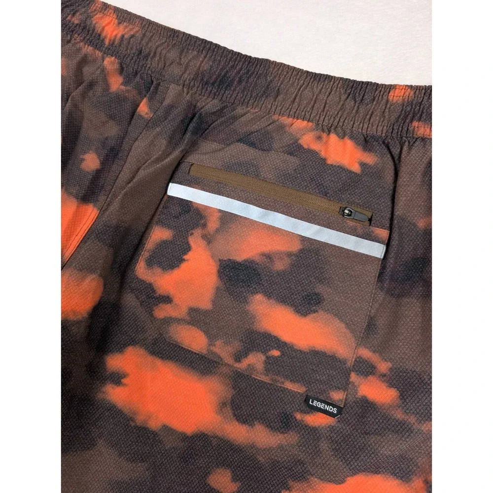 Legends‎ Luka Shorts Mens 2XL Orange Brown Tie Dye Lined Athletic